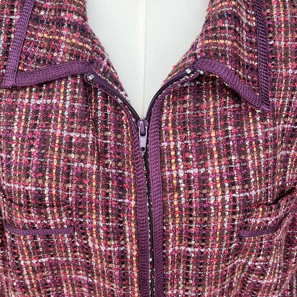SAG Harbor size 16 zip front jacket. Purple plaid. - Picture 2 of 7